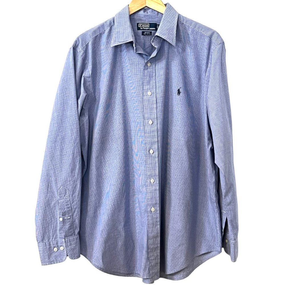 Polo by Ralph Lauren Men's Button Down Shirt Andrew Size 16.5 Long Sleeve Blue